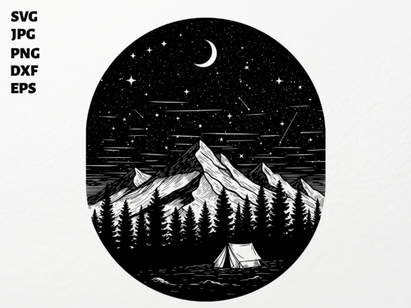 Download Night Camping Mountains SVG for Cricut - Camping Collection