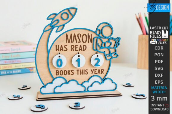 Download Kids Book Reading Tracker Laser Cut |CNC - Premium Resources