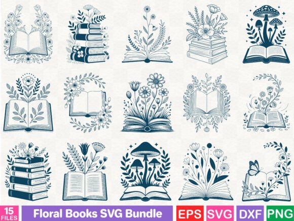 Download Floral Books SVG Bundle - Premium Resources