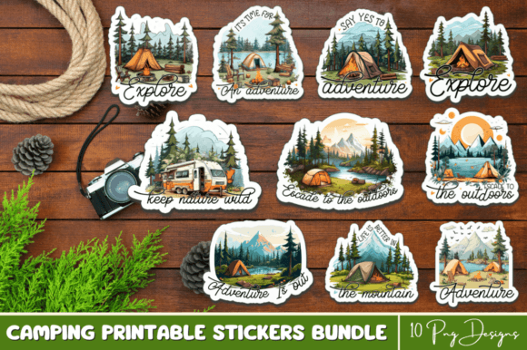 Download Camping Printable Stickers PNG Bundle - Camping Collection